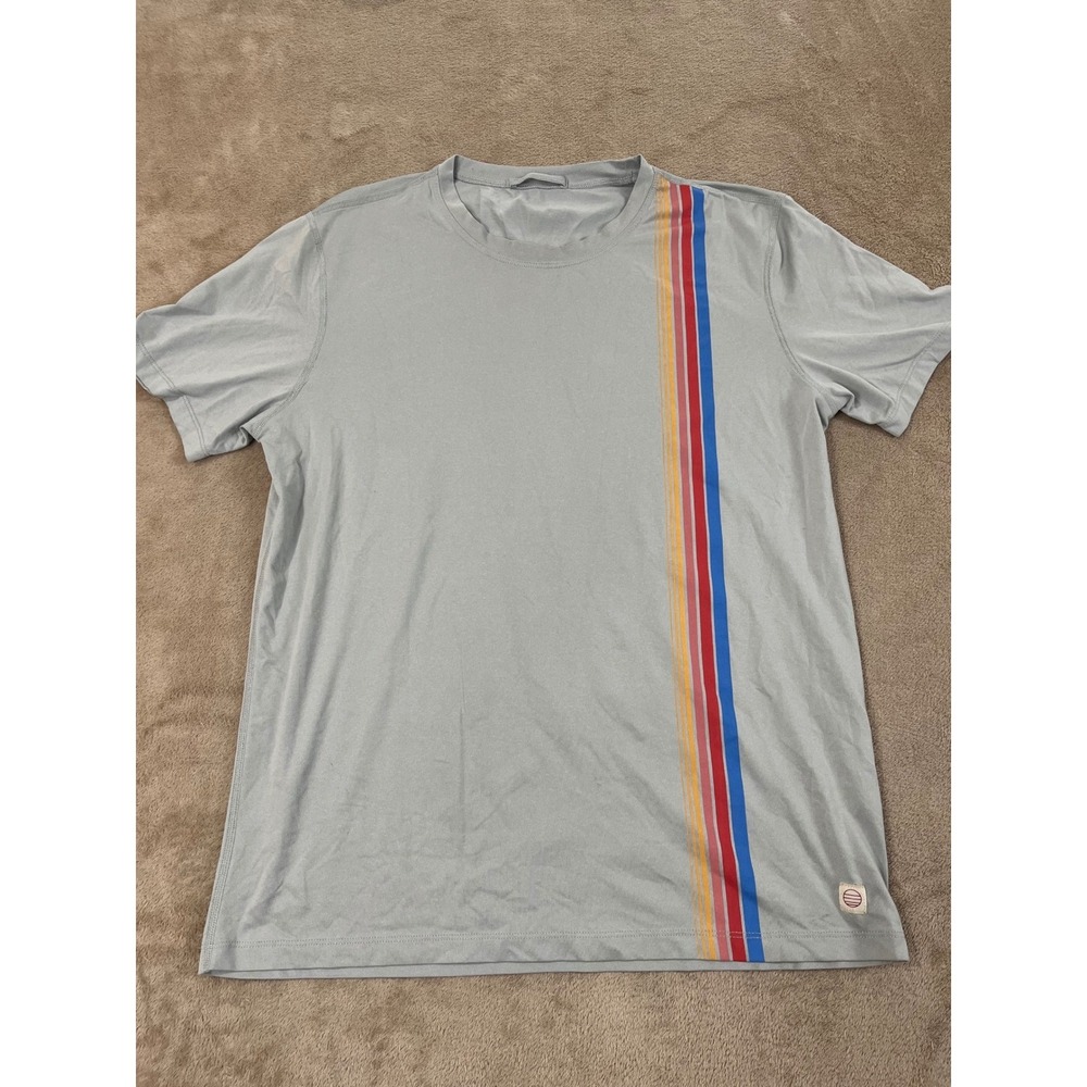 Marine Layer Vertical Stripes T-Shirt Men Size Medium Gray Short Sleeve EUC